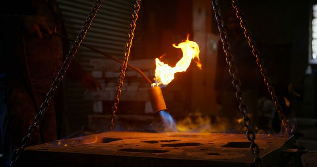 Forging Metal in Industrial Workshop with Intense Flame - Download Free Stock Images Pikwizard.com