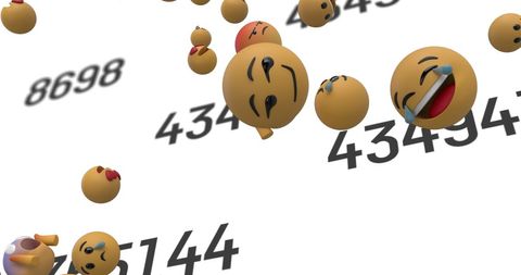 Floating emojis on dynamic numbers background