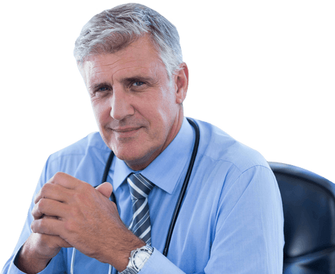 transparent image of confident mature male doctor with hands clasped - Download Free Stock Videos Pikwizard.com