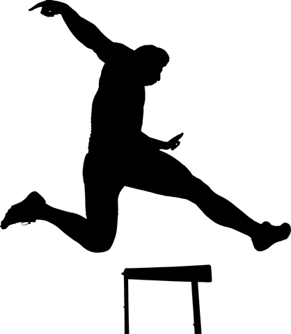 Silhouette of male runner jumping on transparent background