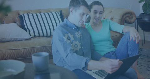 Couple Engaged with Digital Interface at Home