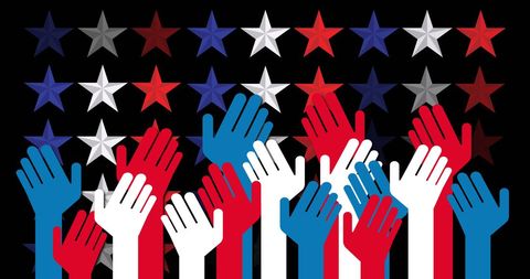 American Patriotism and Unity with Hands and Stars