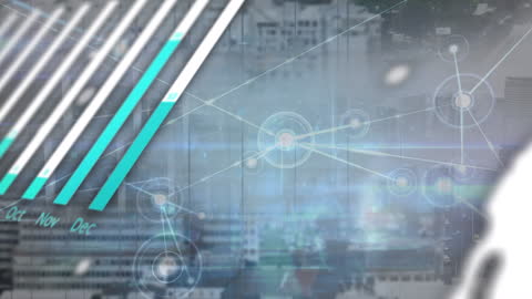 Digital Graph and Connection Network Overlay on Cityscape