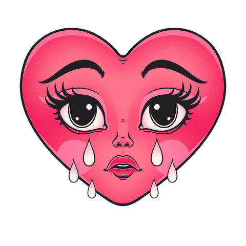 anthropomorphic crying heart with glossy teardrops in transparent design - Download Free Stock Videos Pikwizard.com