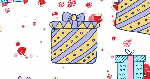 Colorful Gift Boxes Pattern with Festive Winter Elements