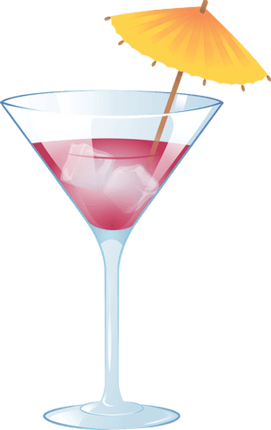 Vector illustration of cocktail with umbrella on transparent background