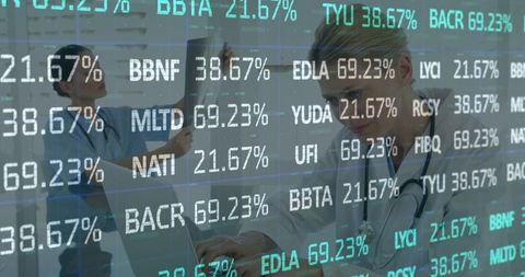 Healthcare Professionals Analyzing Medical Data with Digital Tools in Clinic