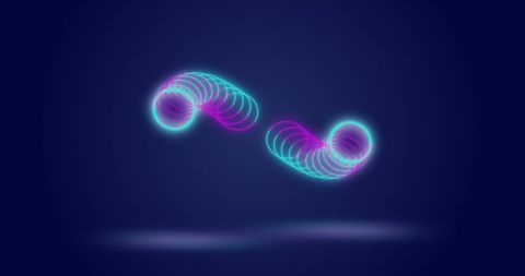 Dynamic neon circles on navy background