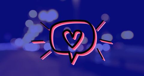 heart chat icon on blurred night cityscape - Download Free Stock Images Pikwizard.com