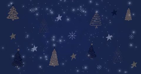 festive christmas tree pattern with snowfall on blue background - Download Free Stock Images Pikwizard.com