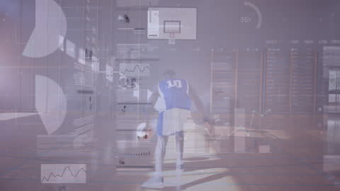 Digital Interface Overlays on Male Basketball Player