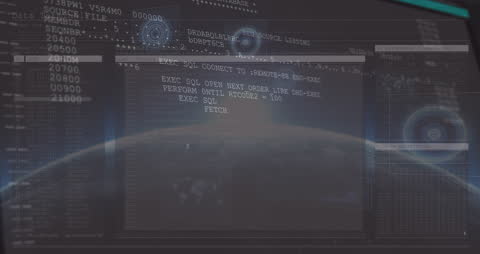 Glitch Animation with Data and Code Overlays on World Map