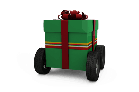 transparent green gift box on wheels with red ribbon decoration - Download Free Stock Videos Pikwizard.com
