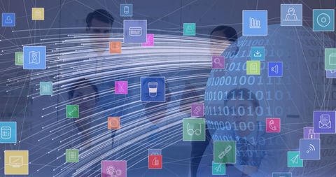 Digital Global Network Interface with Business Professionals - Download Free Stock Images Pikwizard.com