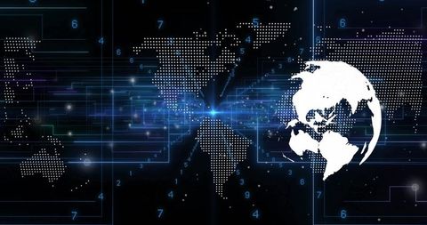 Digital Network and Globe on Futuristic Background