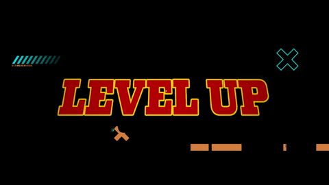 Dynamic Level Up Text Animation with Abstract Shapes