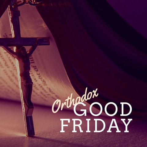 Orthodox good friday cross and bible conceptual background