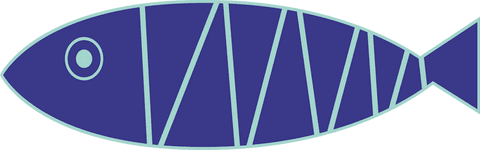 Minimalist blue fish vector on transparent background for aquatic themes