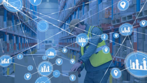 Warehouse Employee Integrating Smart Technology for Optimal Logistics