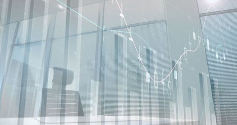 Financial data overlay on modern office design