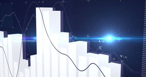 Futuristic Data Analytics with Bar and Line Graph Overlay - Download Free Stock Images Pikwizard.com