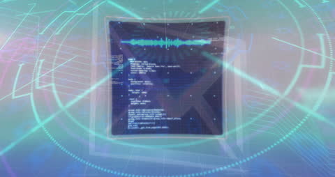 Futuristic Digital Data Processing Animation over Email Icon