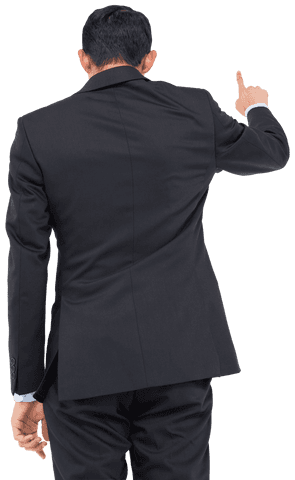 Transparent Businessman Gesture Back View Hinting Technology Use