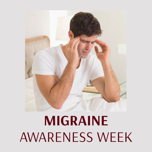 Man Suffering from Migraine During Awareness Week Campaign - Download Free Stock Templates Pikwizard.com