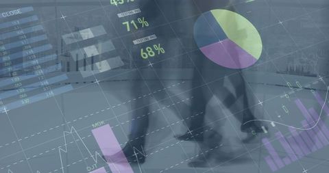 Diverse Professionals Overlaid with Financial Graphics in Modern Office - Download Free Stock Images Pikwizard.com