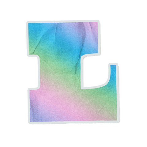 Transparent pastel watercolor sticker puzzle piece with white border and drop shadow