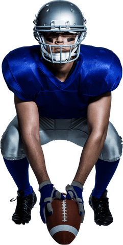 Transparent American Football Player in Pose with Ball