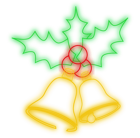 transparent neon christmas bells with mistletoe iconography - Download Free Stock Videos Pikwizard.com