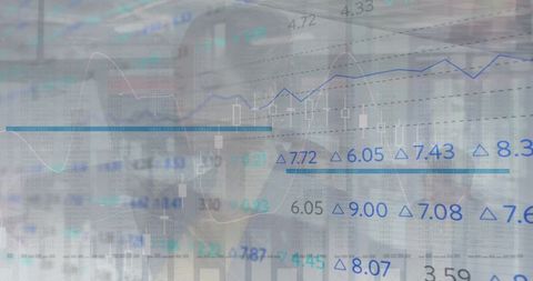 Financial Data Display with Graphs and Numbers in Office Ambience