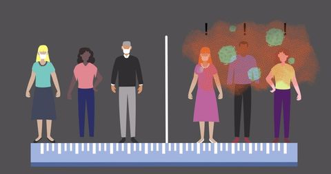 Illustration highlighting social distancing and virus spread
