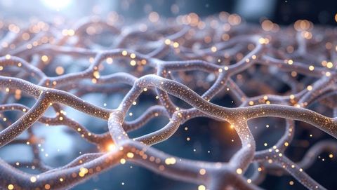 Futuristic network mesh with glowing particles