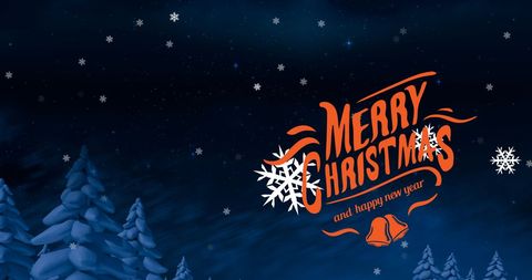 Festive Merry Christmas Message in Snowy Winter Landscape