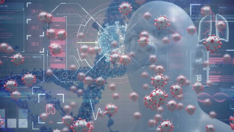 Digital Visualization of COVID-19 Cells and DNA Science Concept