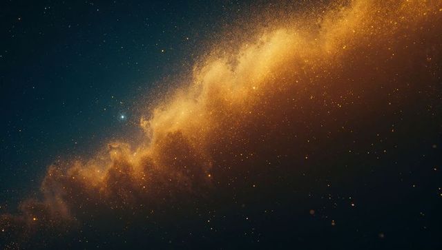 Golden-Orange Cosmic Cloud with Starfield Overview