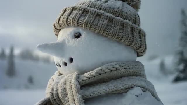 Serene Winter Landscape Featuring Handcrafted Snowman