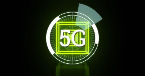 5g technology glowing icon with futuristic design