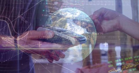 Digital payment concept with stock market visualization