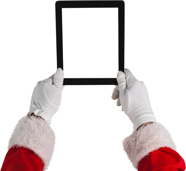 Santa Claus Holding Digital Tablet with Transparent Screen - Download Free Stock Videos Pikwizard.com