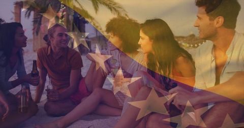 Young Friends Enjoying Casual Beach Gathering