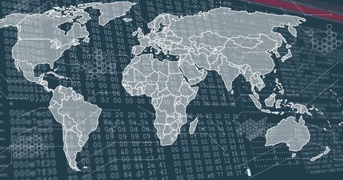 Abstract World Map with Binary Code Background - Download Free Stock Images Pikwizard.com
