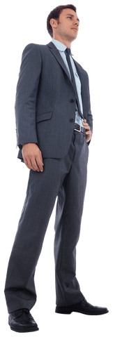 Transparent Confident Businessman Standing in Suit with Hand on Hip