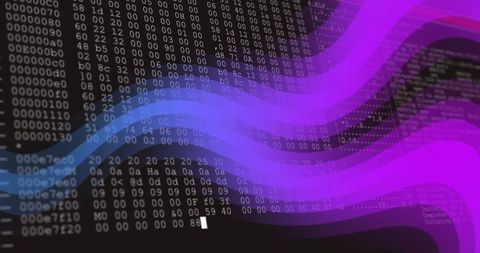 Binary Code with Purple Digital Wave Elements in Background - Download Free Stock Images Pikwizard.com
