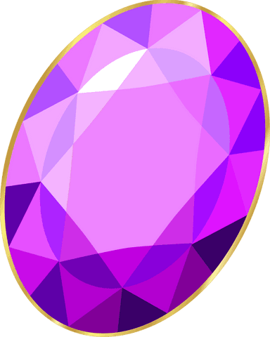 Transparent 3d amethyst gemstone with gold rim