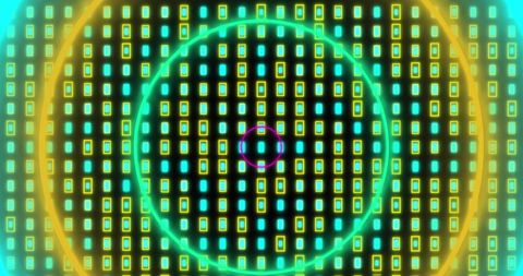 Vibrant Geometric Pattern with Glowing Shapes