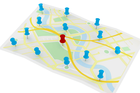 Digital Map Illustration with Coloured Markers on Transparent Background - Download Free Stock Videos Pikwizard.com
