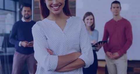 Confident Businesswoman With Team Smiling in Modern Office - Download Free Stock Images Pikwizard.com